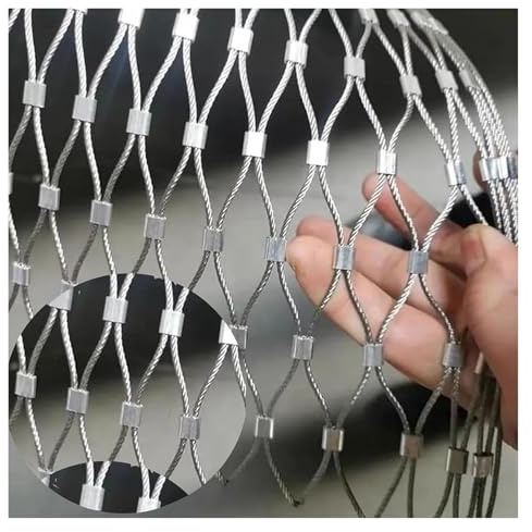 Qulamrdk 304 Stainless Steel Rope Net, Flexibelt Slagtåligt Skyddsnät Heavy Duty Skyddsrep Mesh for Garden Yard Stairs Balcony Lätt att Klippa(2x2m/6.56x6.56ft)