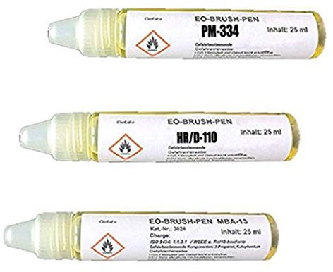 EO-Lötapotheke/Flussmittel Nr. 5, ideal für SMD-Lötungen (1 x EO-BRUSH-PEN PM-334 mit 25 ml Inhalt, 1 x EO-BRUSH-PEN HR/D-110 mit 25 ml Inhalt, 1 x EO-BRUSH-PEN MBA-13 mit 25 ml Inhalt)