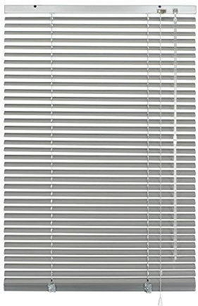 Deco Company Alu-Jalousie ohne Bohren, Zum Klemmen, Inkl. Klemmträgern, Sichtschutz, Lichtschutz, Blendschutz, Aluminium-Jalousie, Silber, 75 x 130 cm