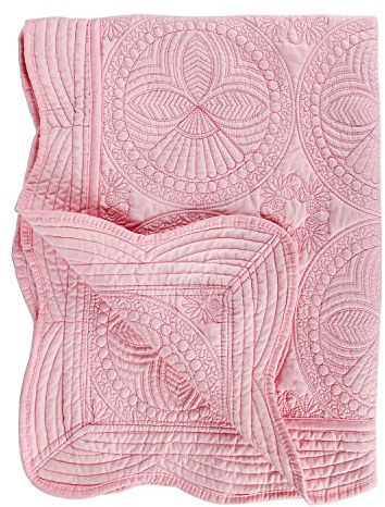 YIQIGO Toddlers and Baby Quilt Lightweight Blanket Embossed Cotton Quilt 4 Seasons Scalloped Newborn Baby Boy/Girl (Pink)