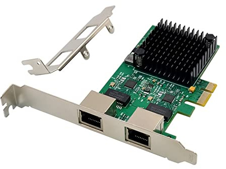 Wouueso 1 PCS PCI-E X1 2.5G Gigabit Serveur Carte Réseau RTL8125B Double Port Ethernet Carte Réseau Vert