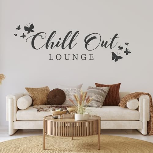 tjapalo® s-pkm442 wandtattoo chillout lounge Wandtattoo Wohnzimmer Spruch Wandsticker Wohnzimmer modern Wandtatoo Badezimmer Wellness viele Farben, Größe: B58xH20, Farbe: kupfer