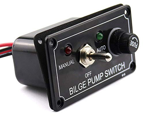 Gloaso DC 12V Boot Bilgepumpe Schalttafel 3-fach (Manual/Off/Auto) mit Sicherung für LKW Wohnwagen Wohnmobil Yacht Marine, Schwarz