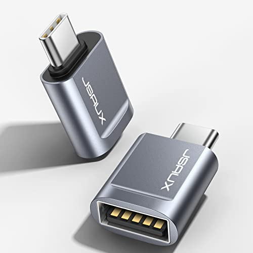 JSAUX Adaptateur USB C vers USB (Lot de 2), Type C vers USB 3.0 mâle vers Femelle, Compatible avec MacBook Pro/Air, iMac 2021, Samsung Galaxy S23 S21 S10 et d'autres appareils de Type C-Gris