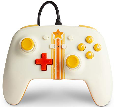 PowerA Enhanced Wired Controller for Nintendo Switch - Vintage Star, Mario, gamepad, wired video game controller, gaming controller