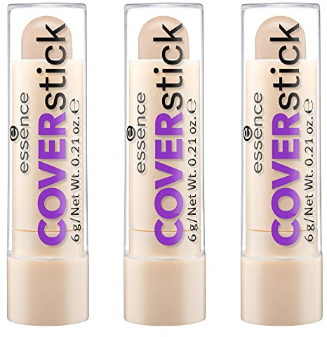 essence COVERstick, Concealer, Abdeckstift, Nr. 20 Matt Sand, nude, für Mischhaut, für unreine Haut, farbkorrigierend, mattierend, matt, vegan, ölfrei, ohne Parfüm, 3er Pack (3 x 6g)