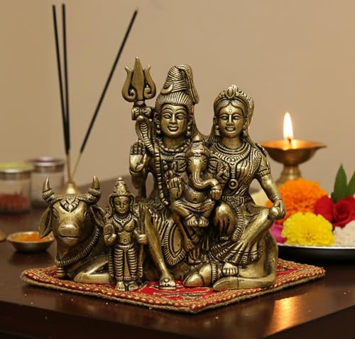 eSplanade Messing Shiv Pariwar – Shiva Familie – Shiv Parvati Shiva Bholenath Shankar Ganesha Nandi Murti Moorti Idol Statue Skulptur – 5,5 Zoll