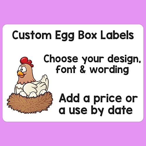 Personalised Egg Box Labels Custom Egg Boxes Printed Sticky Labels Chicken Hen (50 Sheets (900 Labels))