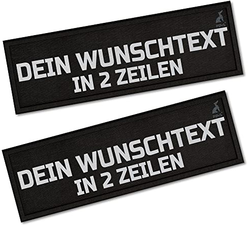P24S 2 Stücke personalisiertes, benutzerdefinierter Klettsticker mit zwei Textzeilen und Klettverschluss (Groß)