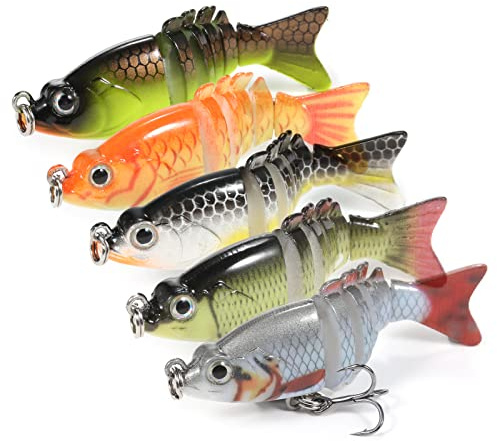 Lixada drag, multi-led-liknande wobbler-baddrag 6 cm 4,7 g 6-segment-verklighetstrogen konstgjord mini-hård simbete, fiskedrag för gädda abborre, gös, fiske bete