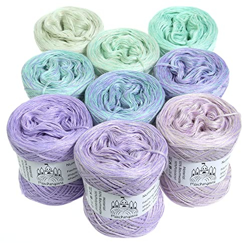 Farbverlaufsgarn Bobbel Candy Box 4Fädig Wolle Strickwolle Häkeln Box (Pistaziencreme, Mini Box - Gesamt 1140m/300g - 4Fach)