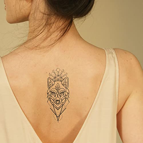 MyJagua Tattoo • Moon Wolf | 1-2 Wochen Tattoo | Auf Pflanzenbasis | Hautverträglich | Wasserfest | Neue Tattoo Technologie | Kein Klebe Tattoo