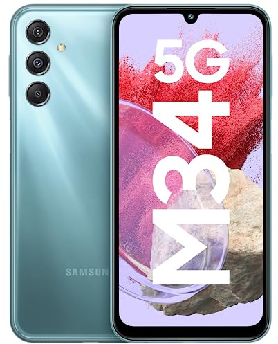 Samsung Galaxy M34 5G (Waterfall Blue, 6 GB, 128 GB), sAMOLED display da 120 Hz, tripla fotocamera da 50 MP, batteria da 6000 mAh, aggiornamento OS 4 Gen