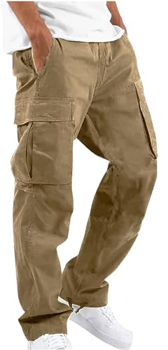 YAOHUOLE Pantalon Cargo Léger pour Décontractée Cordon De Serrage Grande Taille Kaki 3XL
