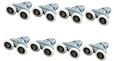 Housoutil Lot De 8 Roulettes Doubles En Plastique Pour Porte De Bain Coulissante, Glissières Résistantes Compatibles Cabines Et Hammams, Remplacement Solide Pour Portes De Bain