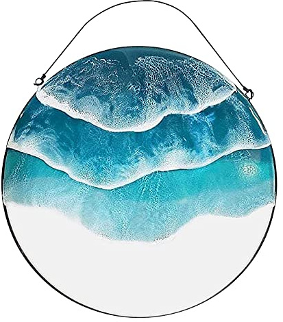 Wiedfedy Oceans Wave Stained, Window Hangings Decor, Decor Pendant, Panel Ornament for Home Decor - A