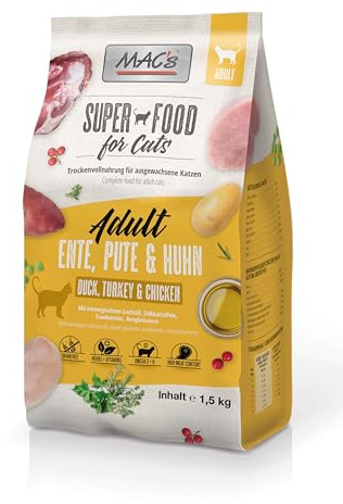 Mac's Cat Premium Trockenfutter für Katzen 1,5 kg (Ente, Truthahn und Huhn)