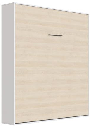 SMARTBett Schrankbett M1 160x200 Vertikal Weiss/Kaiser Eiche Klappbett