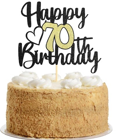 Sumerk 1 PC Happy 70th Birthday Cake Topper Gold Happy Birthday Cake Decorations for Women Men 70th Birthday Cake Toppers Cake Decoration for Birthday Anniversary Party