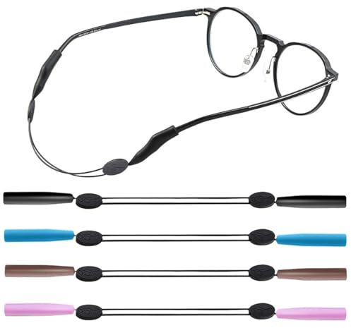 PLABBDPL 4 Pcs Anti-Rutsch-Brillenbänder ohne Schwanz, verstellbarer Brillenbandhalter für Sportbrillen für Damen, Kinder, Herren Brillenhalter geeignet Freizeit Wasserfest Flexibel Brillenzubehör, B