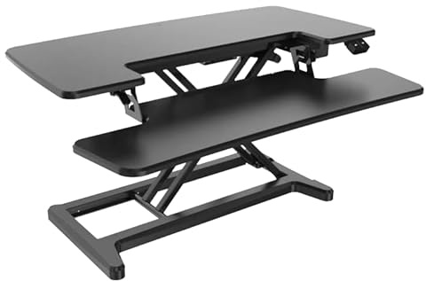 Worktrainer - UPdesk Cross - Höhe 12-50,5 cm - Breite 41,5 x 88 cm - Schreibtisch Erhöhung - Höhenverstellbar - Elektrisches Bedienung - Schwarz