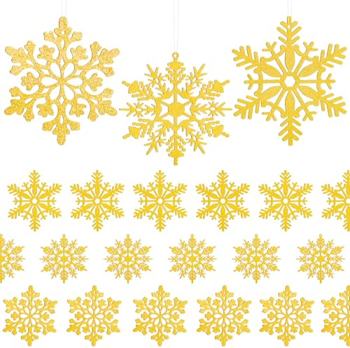 Becellen 24 Stück Christbaumschmuck Schneeflocken, Glitzer Papier Weihnachtsbaumschmuck Schneeflocke Weihnachtsbaum Deko Schneeflocke Christbaumanhänger für Weihnachten Party Dekoration