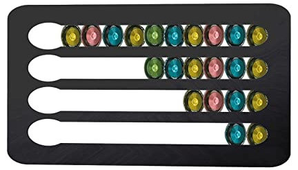 Panier de stockage de capsules de café, porte-caps Porte-Capsules mural, pot, Compatible avec 20/40 dosettes verticalement ou horizontalement sur les murs ou sous les armoires(Noir,22x41cm)