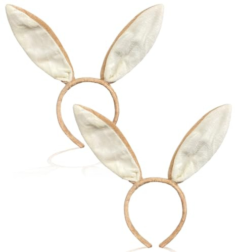 TUONYIS Diadema de Orejas de Conejo para Fiestas de Pascua - 2 Piezas Accesorios de Disfraces Conejito (Marrón)