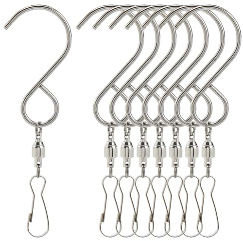 SOFPLATE 1 Box Mit 12 Windspiel Drehhaken Drehclip Aufhängehaken 360 Grad Doppelt Drehbar S Haken Windsack Aus Edelstahl Kristalldreher Für Windspiele Sonnenfänger Gartenglocken