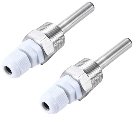 QUARKZMAN Lot 2Pcs Puits Thermométriques G1/2 8 Mm Diamètre, Sans Soudure, en Acier Inoxydable 304, avec Presse-Étoupe, Longueur 50 Mm, pour Fermenteur Bière, Blanc