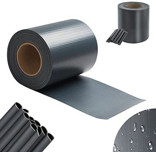 ISOISL Strisce frangivista in PVC 50 m x 19 cm, per Recinzione a Doppia Asta, Incluse 40 Clip di Fissaggio, Protezione dal Vento, Protezione Solare per Recinzione da Giardino, Antracite