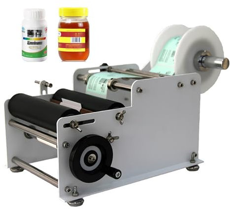 CHANGLKJ Manuelle Etikettiermaschine Für Runde Flaschen, Etiketten Mit Griff, 15–30 Stück/min, Breite 10–110 Mm, Länge 10–300 Mm Einstellbar, Blasenfrei, Für Die Getränke- Und Lebensmittelindustrie