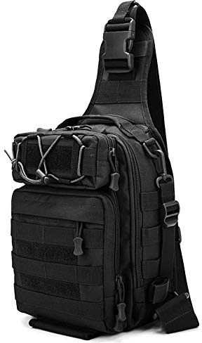 OAREA Brusttasche Männer Angelgerät Tasche Sling Einzelne Schultertaschen Camping Wandern Jagd Taktische Handtasche(BK)