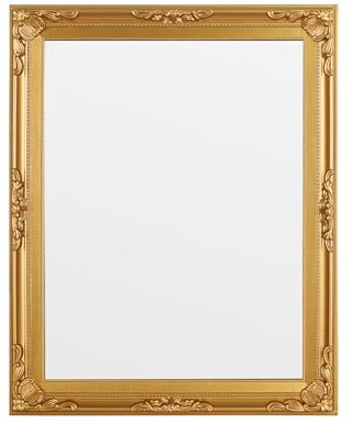 Funly mee Barock-Wandspiegel, quadratisch, 32,5 x 40,1 cm, Vintage-Goldrahmen, vertikale oder horizontale Halterung (Gold)
