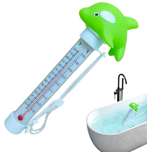 Termómetro Flotante para Piscina,Termómetro Flotante Infantil con Animales Divertidos | Accesorios de Bañera Resistente a Golpes con Cuerda para Niños, Bebés y Adultos