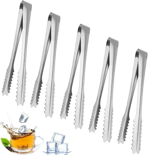 6 Pcs Mini Ice Mini for Food - Small Portable Tongs - Sweet Tongs for Pick Mix for Food, Sweets, Bread, Cake, Appetizers, Tea, Coffee, Kitchen