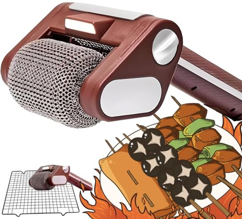 Elektrischer Grillreiniger Borstenfrei – Kabellose BBQ Powerbürste, 304 Edelstahl, 350 U/min, LED-Licht, Spülmaschinenfester Kopf, Sicher & Effizient für Grillreinigung im Freien (Grillreiniger)