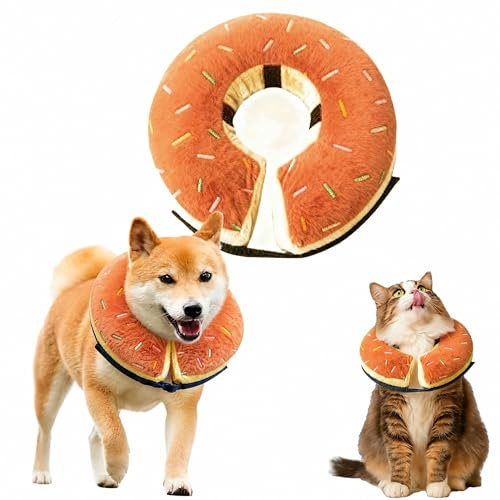 Shyllin uppblåsbar krage för hundar, uppblåsbar hundkrage med justerbart kardborreband, kattkrage, lämplig för postoperativ återhämtning, anti-bett och anti-slickande (orange, L)