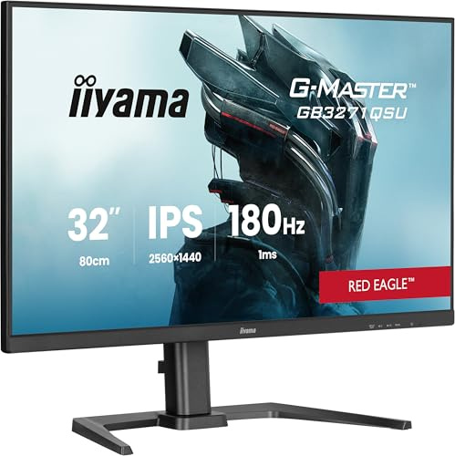 iiyama G-Master GB3271QSU-B2 32 inch IPS LCD, 180Hz, 1ms, FreeSync Premium, 2560x1440, HDMI/DP/USB-C, Height Adjustable Stand
