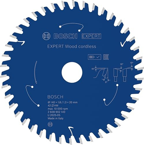 Bosch 1x EXPERT Wood cordless Kreissägeblatt für Handkreissägen (für Weichholz, Hartholz, Ø mm, Professional Zubehör Akku-Handkreissägen)