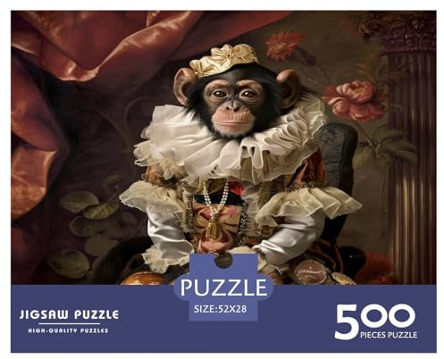 500 Teile Puzzle mit Tierkunst, Affen-Quadrat-Puzzle für Erwachsene und Holzpuzzles, Kinderpuzzles, 500 Stück (52 x 38 cm)