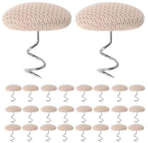 DOITOOL 50pcs Headliner Pins: Upholstery Pins Dust Ruffle Tacks Fabric Covered - Twist Tacks for Slipcovers Bedskirts Upholstery Securing Sofa Cushions Armrest Covers