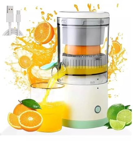 Electric Citrus Juicer USB Rechargeable 45W Portable Orange Lemon Squeezer | 7.4V Cordless Fruit Juicer with Low Noise, Easy Clean BPA-Free, USB-C Charging – Fresh Juice Maker for Home & Travel