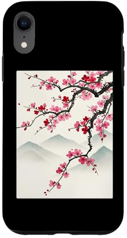 Japon Sakura Paysage Traditionnel sur Bois Art Japonais Coque pour iPhone XR