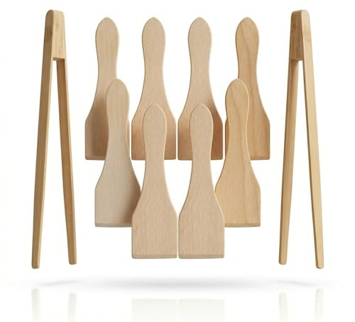 Spatule Bois Raclette, 10 pièces Spatule Raclette Bois, Spatule Raclette, Raclette Bois pour Raclette, Spatule Bois, résistants à la chaleur, n'abîment pas les poêles