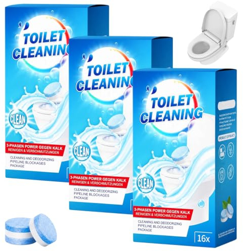 Lot de 48 pastilles de nettoyage pour WC extra fortes, détartrant efficace pour le calcaire tenace, tablettes de toilettes pour le nettoyage régulier des toilettes et l'entretien de la chasse d'eau