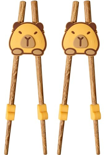 Kids Chopsticks, Training Chopsticks for Kids, Childrens Chopsticks with Capybara Helper, Chopsticks for Beginners, Travel Chopsticks, Finger Chopsticks, Reusable Chopstix Chopsticks, 16 cm x 2.4 cm