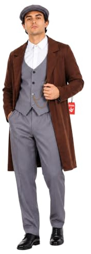 Fun Shack 20er Jahre Kostüm Herren, Gangster Halloween Kostüm Herren | Brauner Gangster-Stil der Zwanziger, Elegantes 20er-Jahre-Design, Perfekt für Halloween, Ideal zum Verkleiden