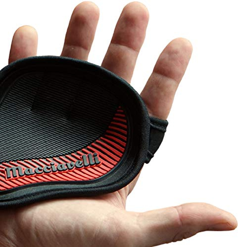 MACCIAVELLI® – Grip pad da fitness per calisthenics, crosstraining, sollevamento pesi e freeletics – L’alternativa numero uno ai guanti da fitness e ai guanti paracalli (Large, Rosso | Nero)