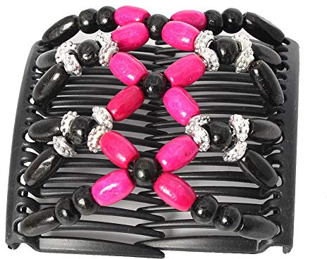 JUSTFOX - Trend African Hairclip Haarklammer Haarkamm Blüten Holzdesign Butterfly Pink